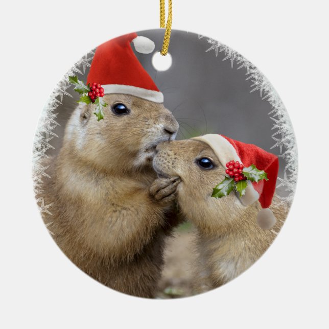 Weihnachtskuss-Verzierung Keramikornament (Vorne)