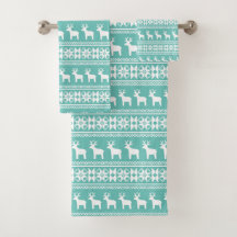 Weihnachtsküste Aquamarin Snowflake Rentiermuster