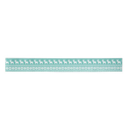 Weihnachtsküste Aquamarin Snowflake Rentiermuster Satinband