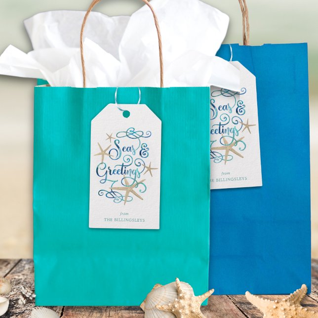 Weihnachtsküste Frohe Festtage Elegante Schrift Geschenkanhänger (Von Creator hochgeladen)