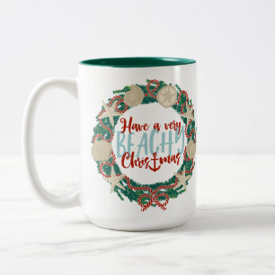 Weihnachtsküste Muschel Wreath - Grün Zweifarbige Tasse