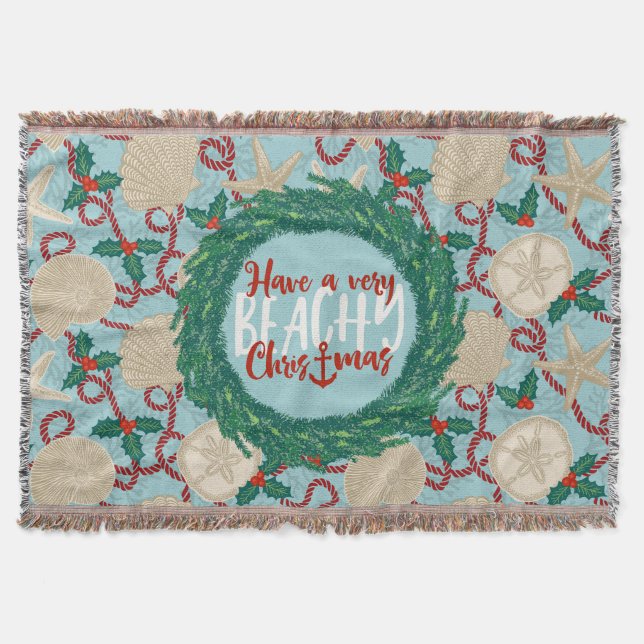 Weihnachtsküste Muschel Wreath - Rot Decke (Vorderseite)