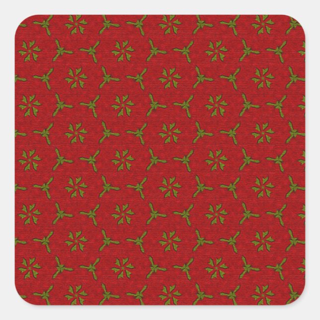 Weihnachtslace Pattern Quadratischer Aufkleber (Vorderseite)