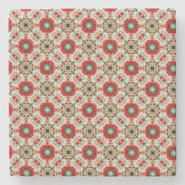 Weihnachtslace Pattern Steinuntersetzer (Vorderseite)