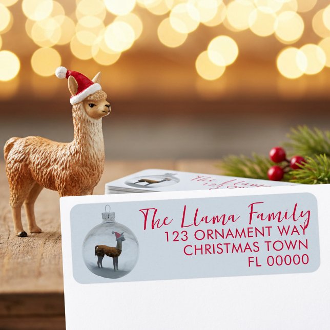 Weihnachtslama-Ornament-Rücksendeadressen-Aufklebe (If you llove llamas and llabels, here's some Christmas Llama Return Address Labels just for you)