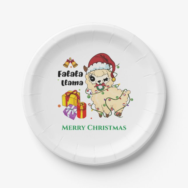 Weihnachtslama-Papierplatte Pappteller (Vorderseite)