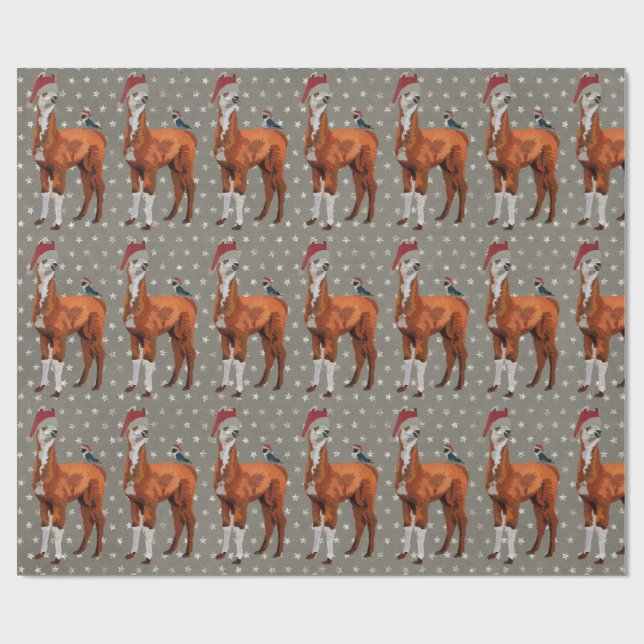 WEIHNACHTSlama u. -VOGEL Packpapier (Flach)