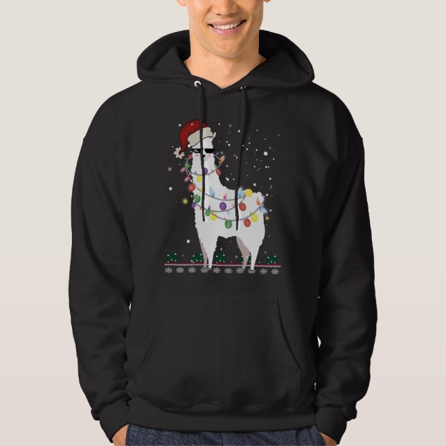 Weihnachtslama Weihnachtsmannmütze Ugly Xmas Tree  Hoodie (Vorderseite)