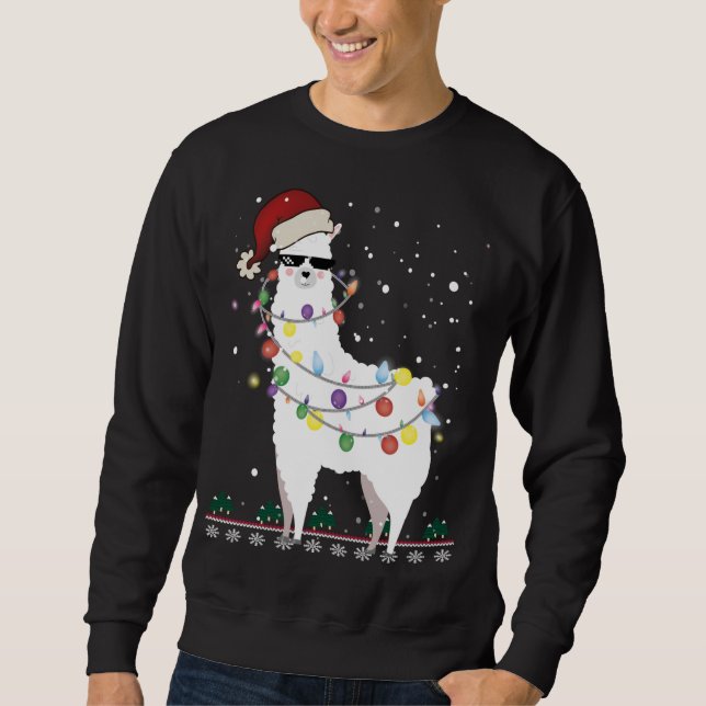 Weihnachtslama Weihnachtsmannmütze Ugly Xmas Tree  Sweatshirt (Vorderseite)