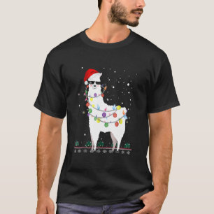 Weihnachtslama Weihnachtsmannmütze Ugly Xmas Tree T-Shirt