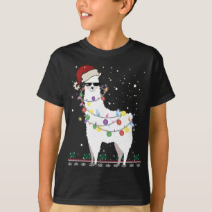 Weihnachtslama Weihnachtsmannmütze Ugly Xmas Tree  T-Shirt