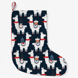 Weihnachtslamas nahtloses Muster Kleiner Weihnachtsstrumpf