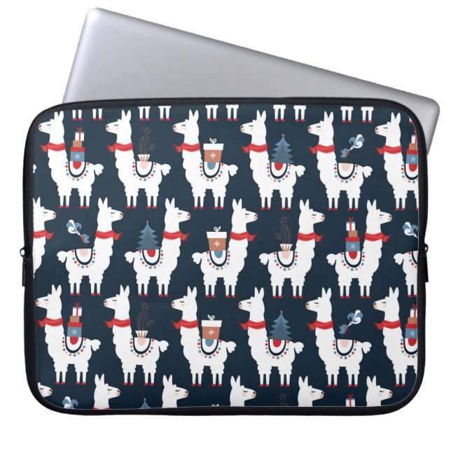 Weihnachtslamas nahtloses Muster Laptopschutzhülle (Vorderseite)