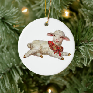 Weihnachtslamm Keramik Ornament