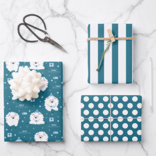 Weihnachtslamm-Wrapping Sheet-Set von 3 Geschenkpapier Set