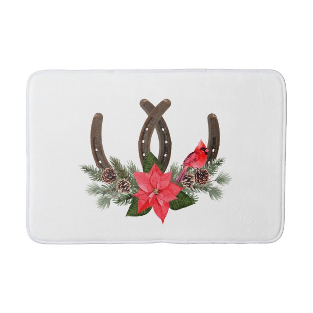 Weihnachtsland Horseshoe Poinsettia Badematte (Vorderseite)