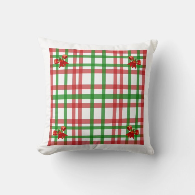 Weihnachtsland Kariert Kissen (Vorderseite)