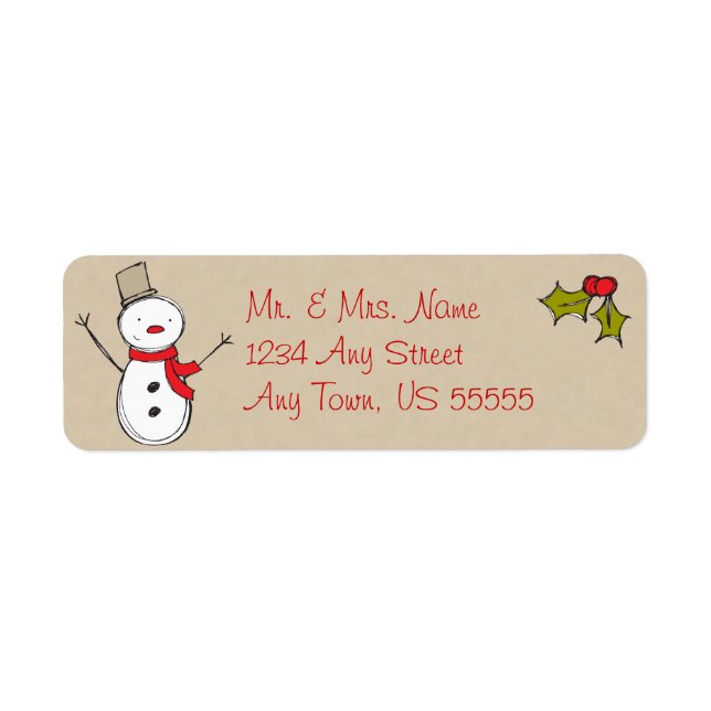 Weihnachtsland Snowman Address Labels (Vorne)