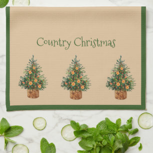 Weihnachtsland Vintage Typografie Geschirrtuch
