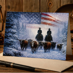 Weihnachtsland Western Cowboy Patriotisch Karte