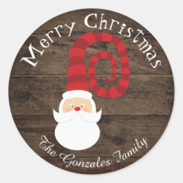 Weihnachtsland Wood Santa Rustic Runder Aufkleber