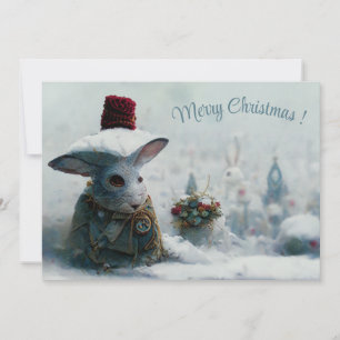 Weihnachtslandschaft Fantasy-Hase 3D-Einladung Einladung