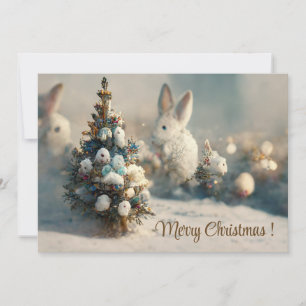 Weihnachtslandschaft Fantasy-Hase 3D-Einladung Einladung