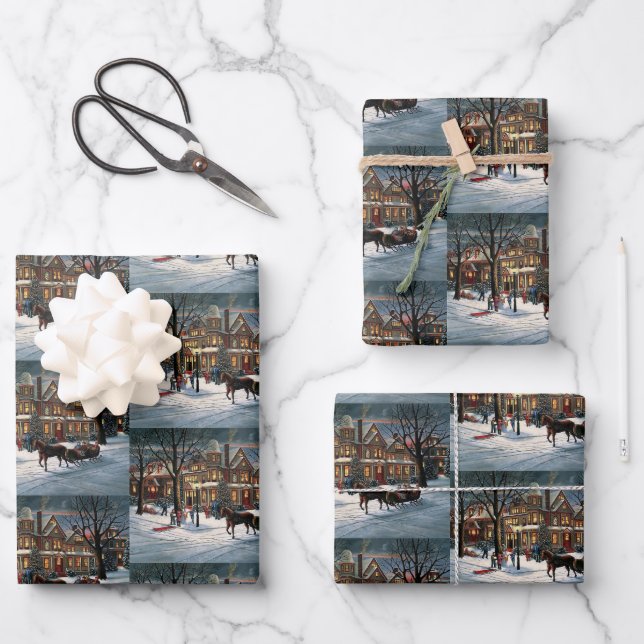 Weihnachtslandschaft Geschenkpapier Set (Vorderseite)