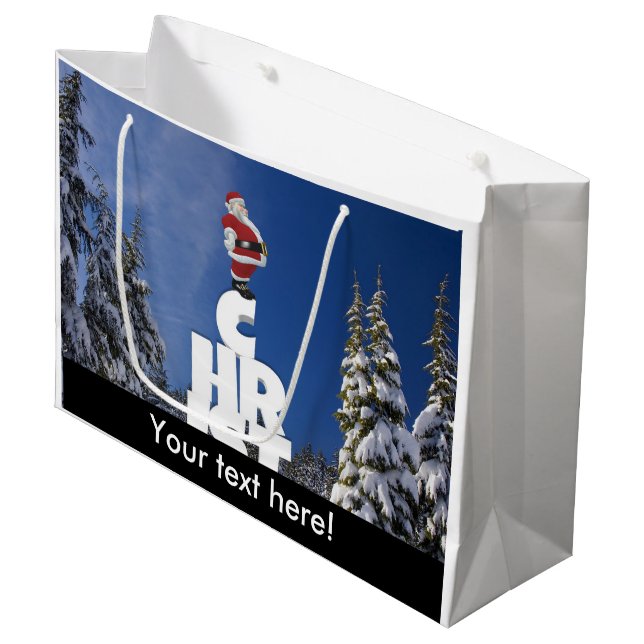 Weihnachtslandschaft Große Geschenktüte (Vorderseite Schrägansicht)
