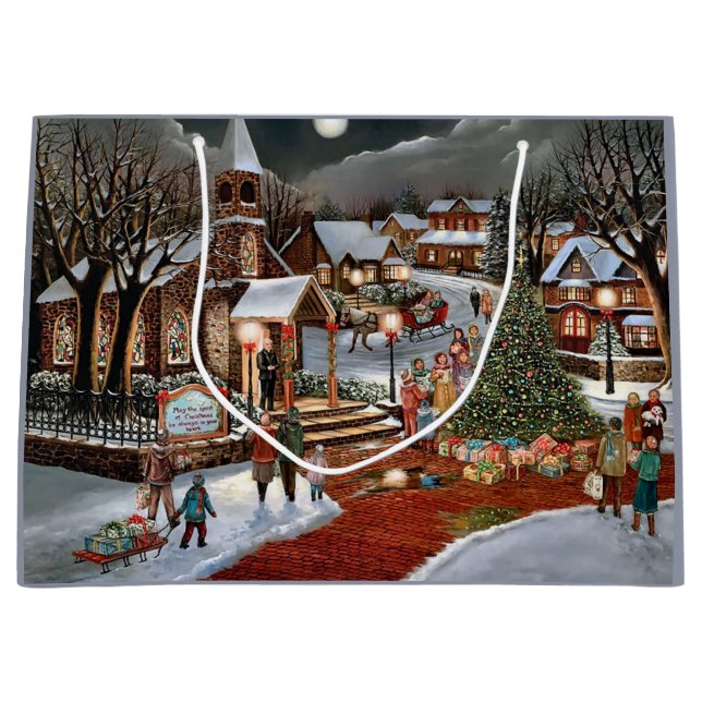 Weihnachtslandschaft Große Geschenktüte (Vorderseite)