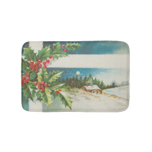 Weihnachtslandschaft Holly Snow Winter Badematte