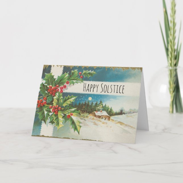 Weihnachtslandschaft Holly Snow Winter Dankeskarte (Vorderseite)