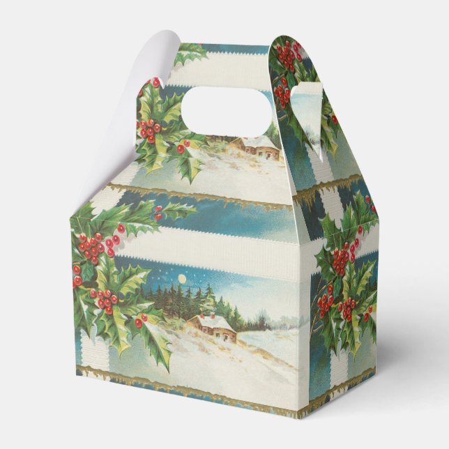 Weihnachtslandschaft Holly Snow Winter Geschenkschachtel (Vorderseite)