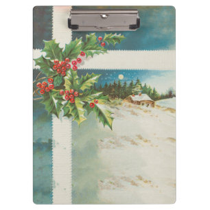 Weihnachtslandschaft Holly Snow Winter Klemmbrett