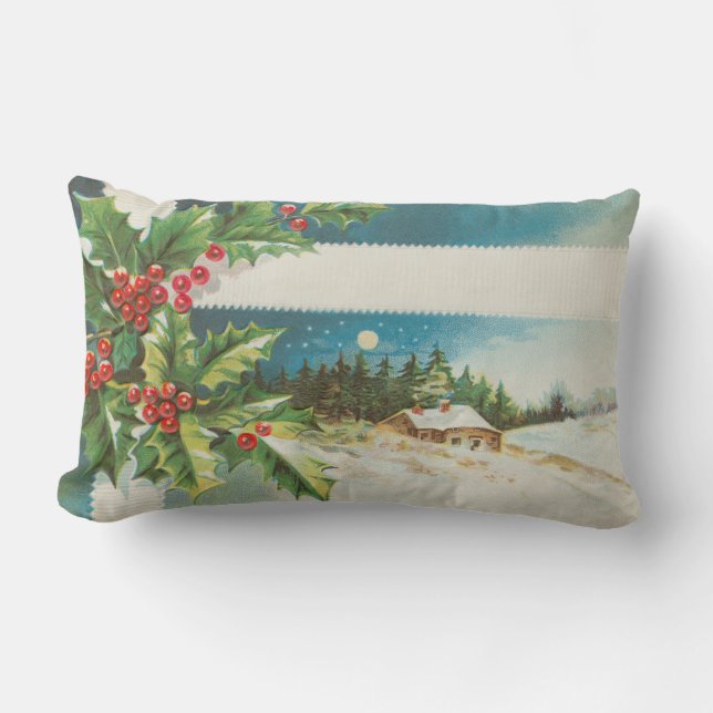 Weihnachtslandschaft Holly Snow Winter Lendenkissen (Vorderseite)