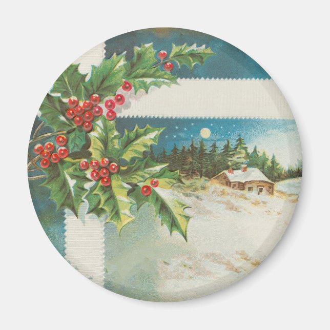 Weihnachtslandschaft Holly Snow Winter Magnet (Vorne)