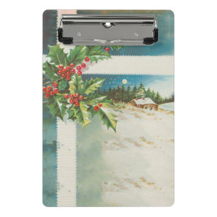 Weihnachtslandschaft Holly Snow Winter Mini Klemmbrett