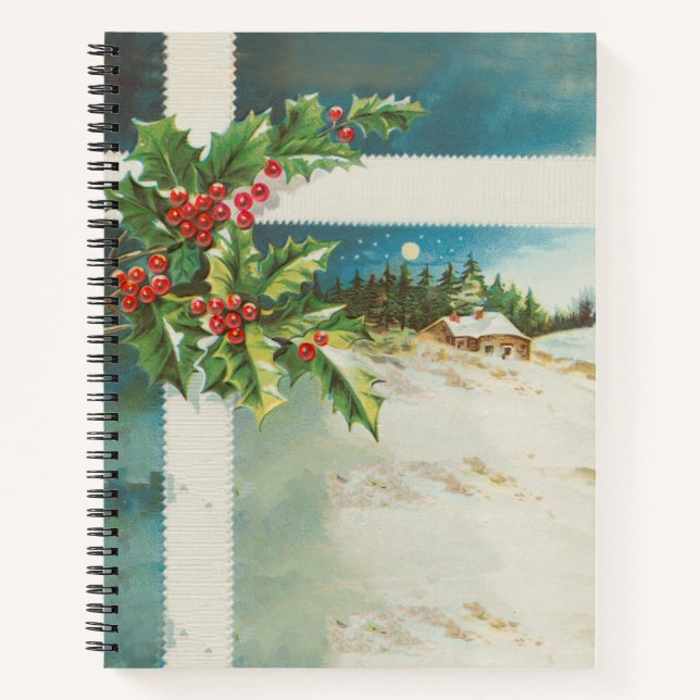 Weihnachtslandschaft Holly Snow Winter Notizbuch (Vorderseite)