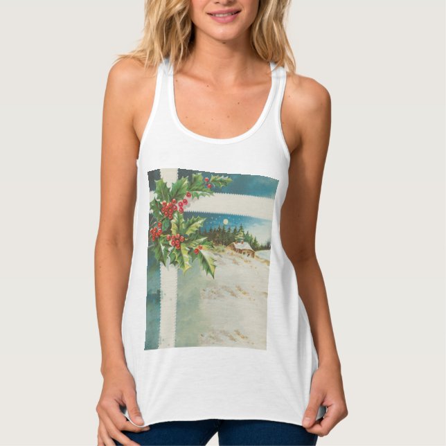 Weihnachtslandschaft Holly Snow Winter Tank Top (Vorderseite)