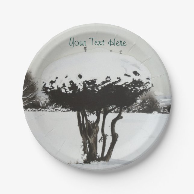 Weihnachtslandschaft Pappteller (Vorderseite)