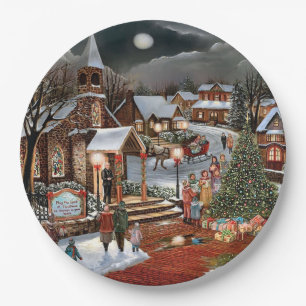 Weihnachtslandschaft Pappteller