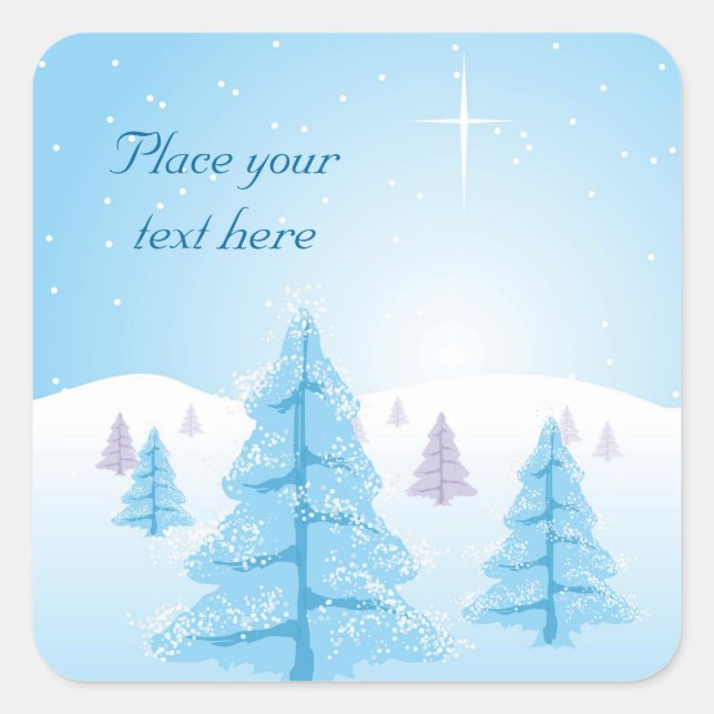 Weihnachtslandschaft Quadratischer Aufkleber (Vorderseite)