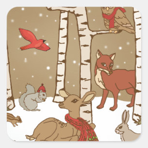 Weihnachtslandschaft Quadratischer Aufkleber