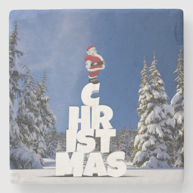 Weihnachtslandschaft Steinuntersetzer (Vorderseite)