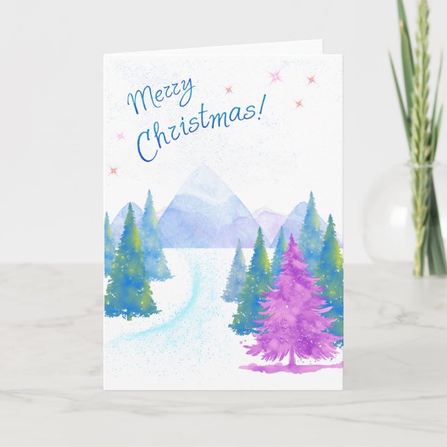 Weihnachtslandschaft Weihnachtskarte Feiertagskarte (Vorderseite)