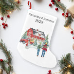 Weihnachtslandschaft Winter Kleiner Weihnachtsstrumpf<br><div class="desc">Dieses Design entstand durch digitale Kunst, es kann in dem Bereich personalisiert sein, der durch das Ändern des Fotos oder das Hinzufügen eigener Wörter zur Verfügung gestellt oder angepasst wird. Kontaktieren Sie mich unter colorflowcreations@gmail.com wenn Sie dieses Design auf einem anderen Produkt haben möchten oder die Anzahl, Geschlecht oder Haarfarbe...</div>