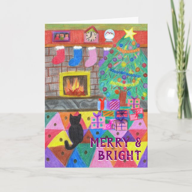 Weihnachtslandschaft Zeichnend Feiertagskarte (Vorderseite)