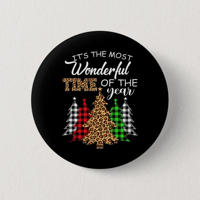 Weihnachtslatte Leopard Karierten Weihnachtsbaum F Button (Vorderseite)