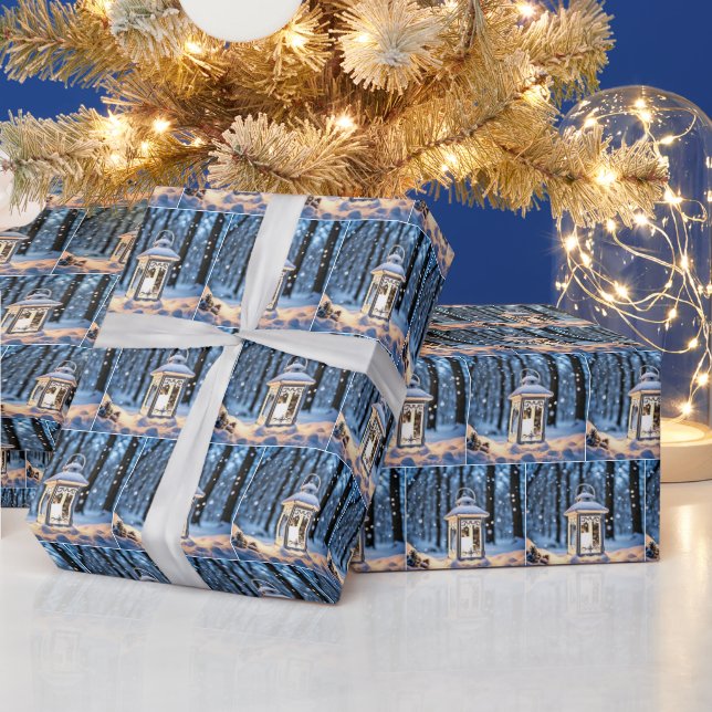 Weihnachtslattern im Schnee Geschenkpapier (Feiertage)