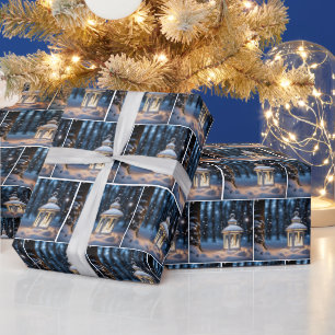 Weihnachtslattern im Schnee Geschenkpapier